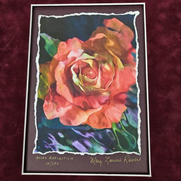 Rosey Reflection Giclée Art Print Rose Flower Mary Louise Ravese Signed Numbered - Picture 12 of 14
